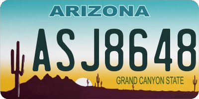 AZ license plate ASJ8648