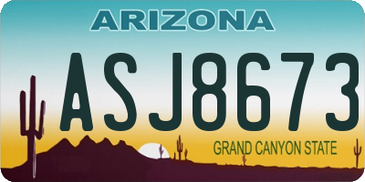 AZ license plate ASJ8673