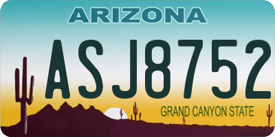 AZ license plate ASJ8752