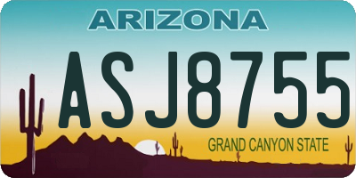 AZ license plate ASJ8755