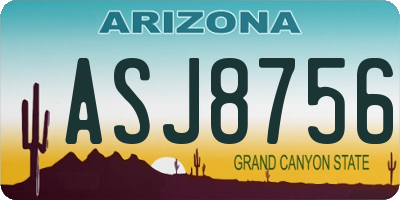 AZ license plate ASJ8756