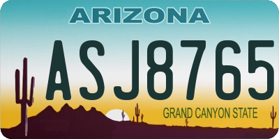 AZ license plate ASJ8765
