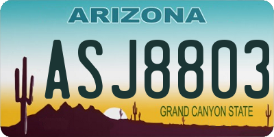 AZ license plate ASJ8803