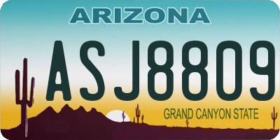 AZ license plate ASJ8809