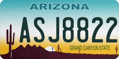 AZ license plate ASJ8822