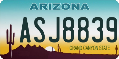 AZ license plate ASJ8839