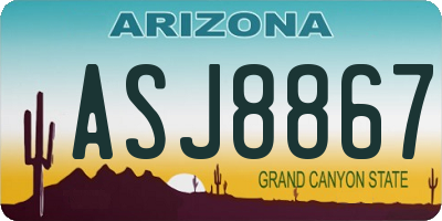AZ license plate ASJ8867