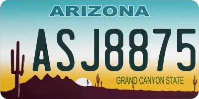 AZ license plate ASJ8875