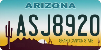 AZ license plate ASJ8920