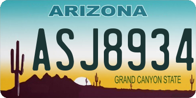 AZ license plate ASJ8934