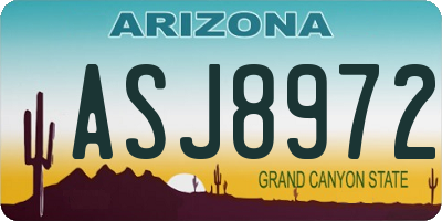 AZ license plate ASJ8972