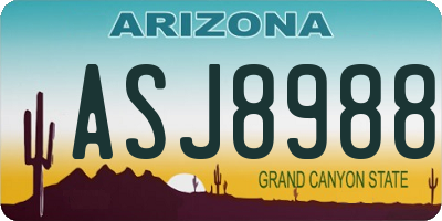 AZ license plate ASJ8988