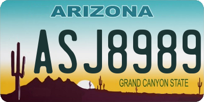 AZ license plate ASJ8989