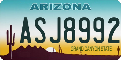 AZ license plate ASJ8992