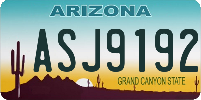 AZ license plate ASJ9192