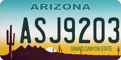 AZ license plate ASJ9203
