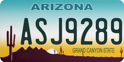 AZ license plate ASJ9289
