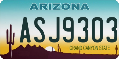 AZ license plate ASJ9303
