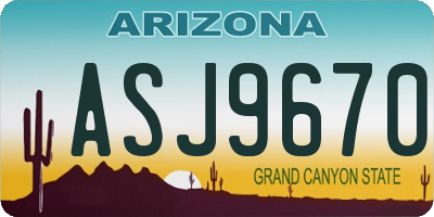 AZ license plate ASJ9670