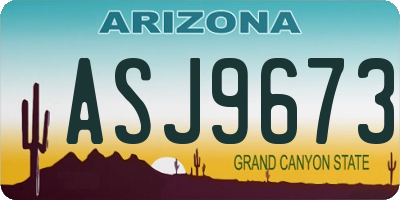 AZ license plate ASJ9673