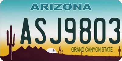 AZ license plate ASJ9803