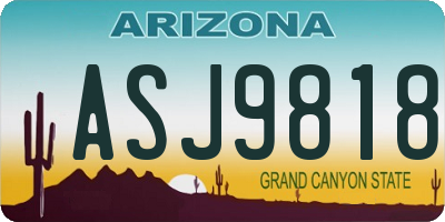 AZ license plate ASJ9818