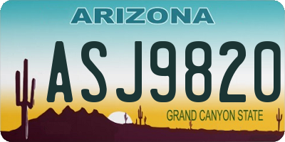 AZ license plate ASJ9820