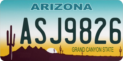 AZ license plate ASJ9826