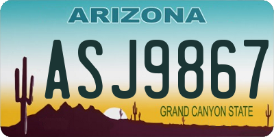 AZ license plate ASJ9867