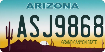 AZ license plate ASJ9868
