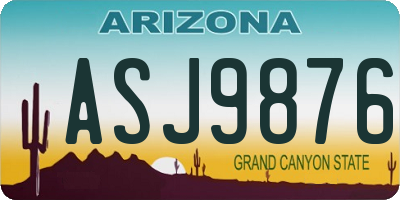 AZ license plate ASJ9876