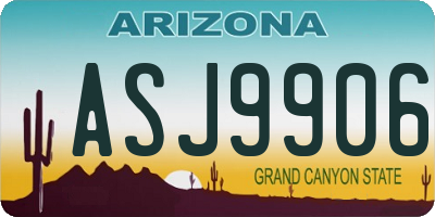 AZ license plate ASJ9906