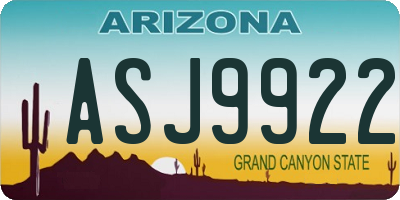 AZ license plate ASJ9922