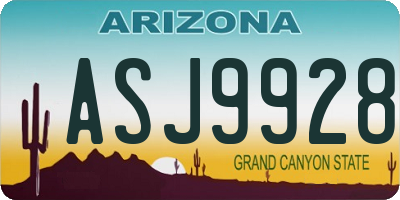 AZ license plate ASJ9928