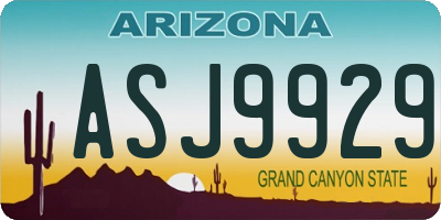 AZ license plate ASJ9929