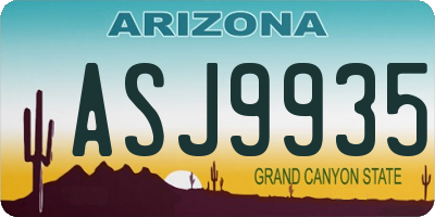 AZ license plate ASJ9935