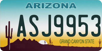 AZ license plate ASJ9953
