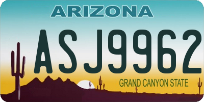 AZ license plate ASJ9962