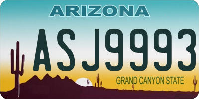 AZ license plate ASJ9993