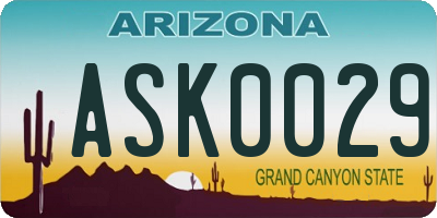 AZ license plate ASK0029