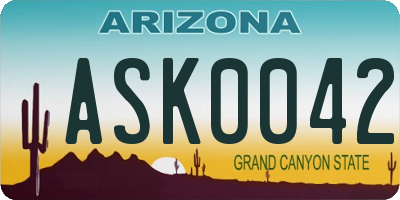 AZ license plate ASK0042