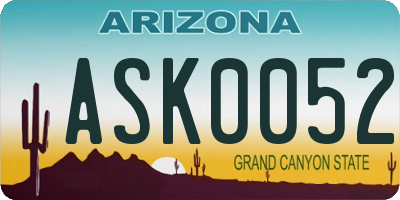 AZ license plate ASK0052