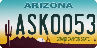AZ license plate ASK0053