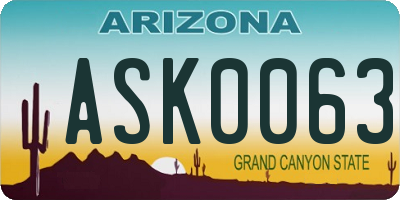 AZ license plate ASK0063