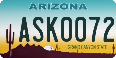 AZ license plate ASK0072
