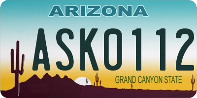 AZ license plate ASK0112
