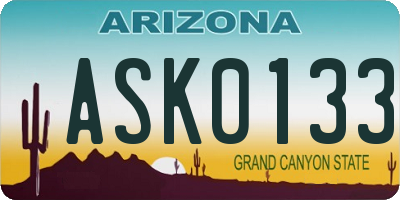 AZ license plate ASK0133
