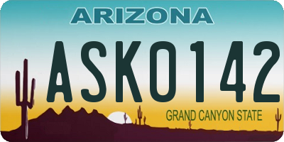 AZ license plate ASK0142