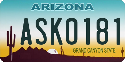AZ license plate ASK0181