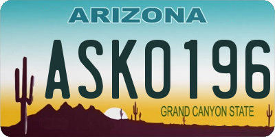 AZ license plate ASK0196
